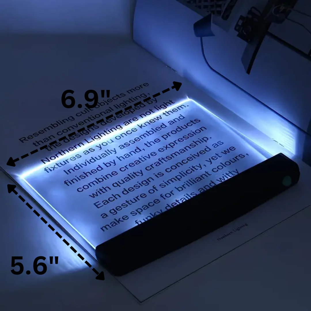 light panel measures 6.9" length by 5.6" width 